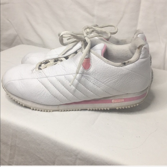 K- Swiss white sneakers with pink trim - Picture 3 of 7